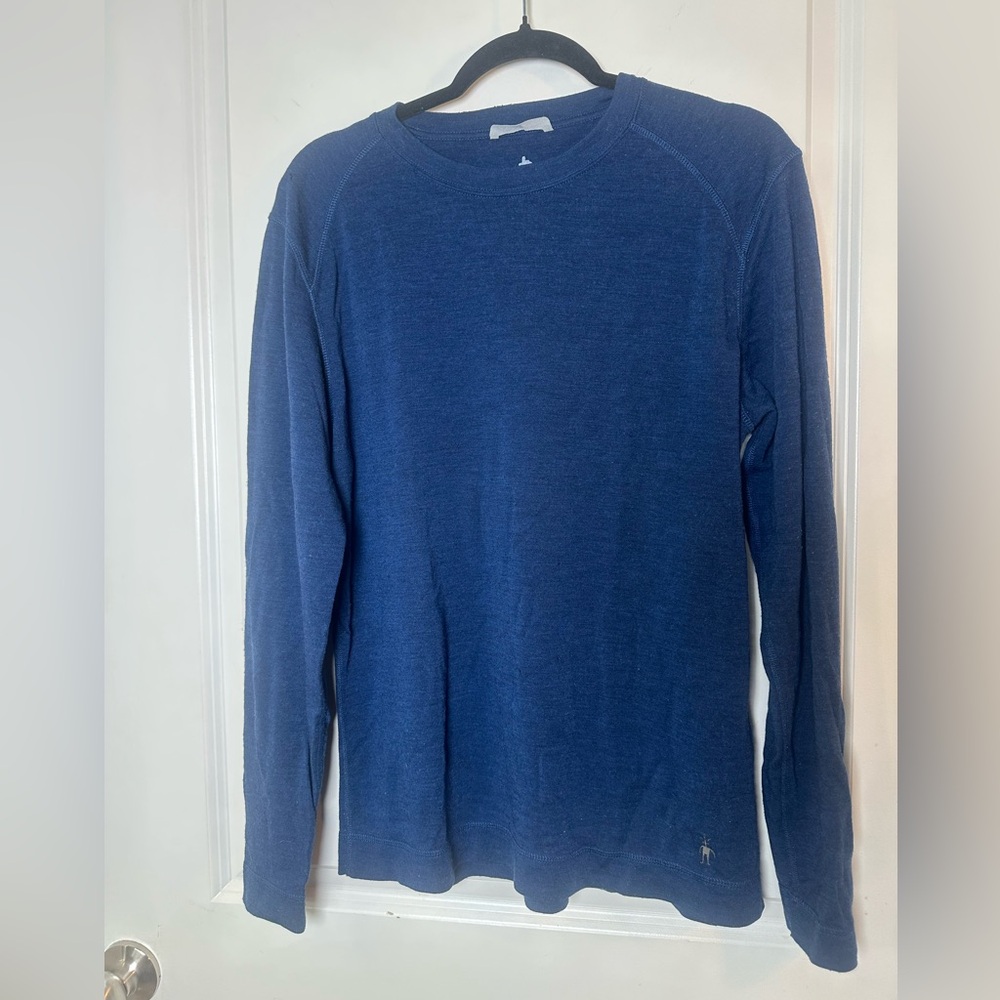 Smartwool 100% Merino Wool Blue Lightweight Baselayer Sweater With FLAWS,Medium